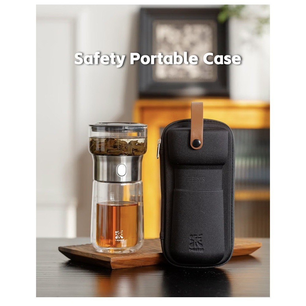 ZENS Glass Tea Infuser Teapot Smart One Touch Loose Leaf Tea Maker with Case